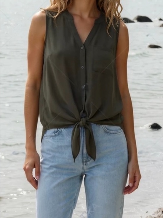 Apt. 9 Tops - Apt. 9 Olive Sleeveless Tie-Front Camisole